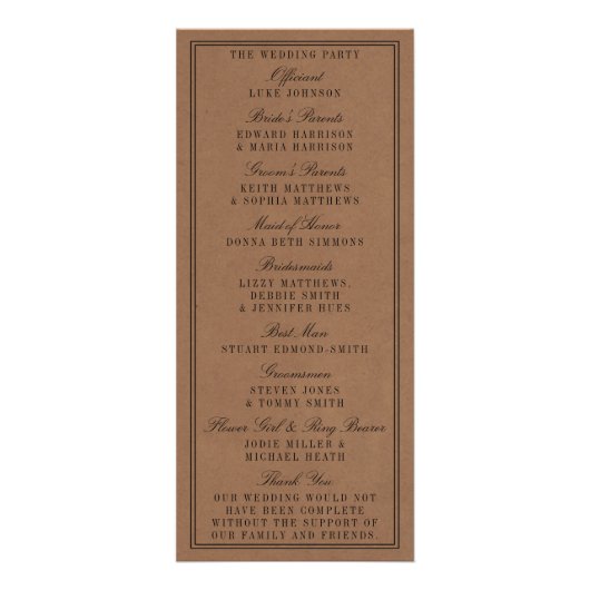 Mangez, buvez et soyez mariés Programme de mariage (Dos)