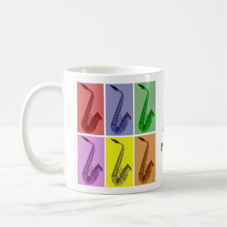 Mangez, buvez, jouez le saxo - collage de tasse de