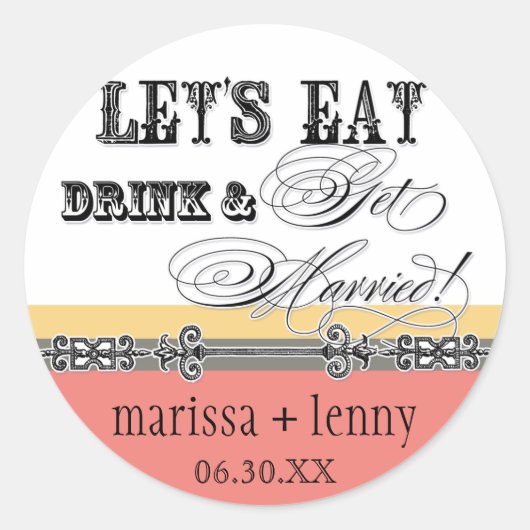 Mangez, buvez n Obtenez Marié Matching Stickers ou (Devant)