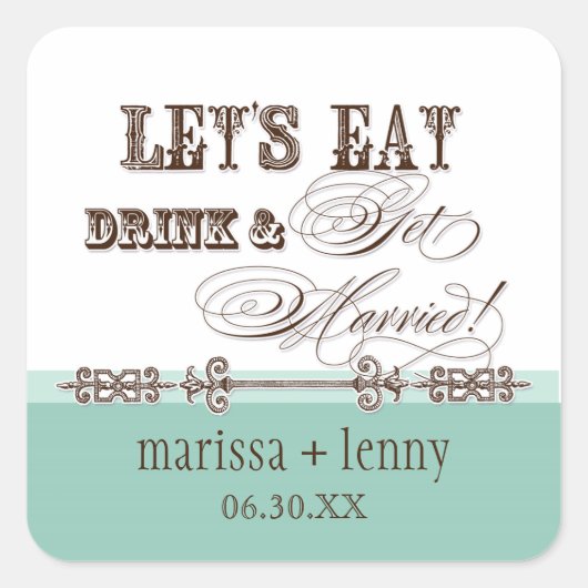 Mangez, buvez n Obtenez Marié Matching Stickers ou (Devant)