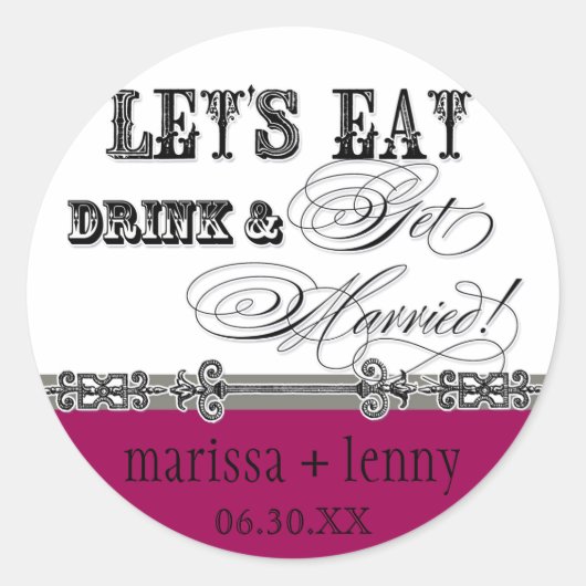 Mangez, buvez n Obtenez Marié Matching Stickers ou (Devant)