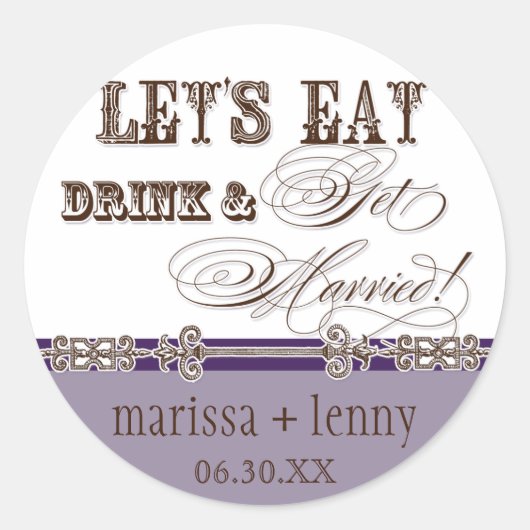 Mangez, buvez n Obtenez Marié Matching Stickers ou (Devant)