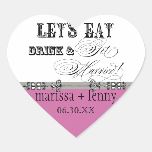 Mangez, buvez n Obtenez Marié Matching Stickers ou (Devant)