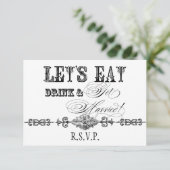 Mangez, buvez n Se marier Carte de réponse officie (Debout devant)