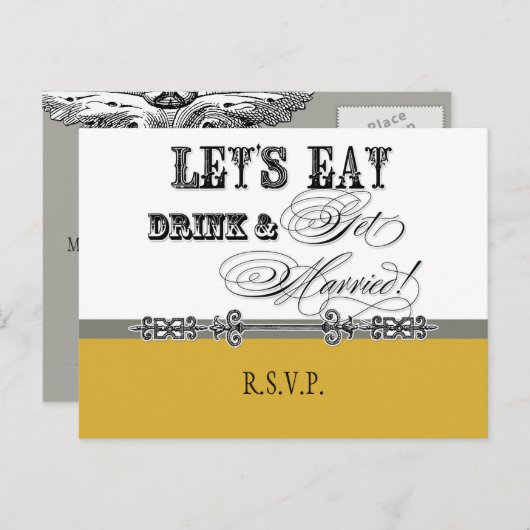 Mangez, buvez n Se marier, Carte postale Réponse R (Devant / Derrière)