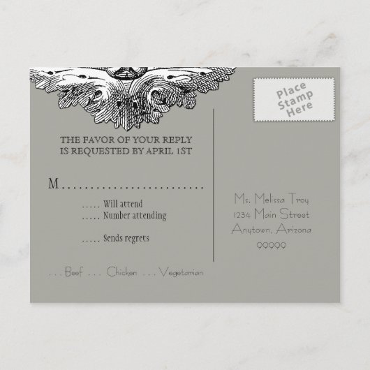 Mangez, buvez n Se marier, Carte postale Réponse R (Dos)