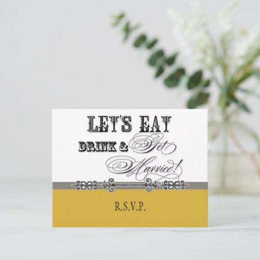 Mangez, buvez n Se marier, Carte postale Réponse R (Debout devant)