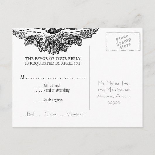 Mangez, buvez n Se marier, Carte postale Réponse R (Dos)