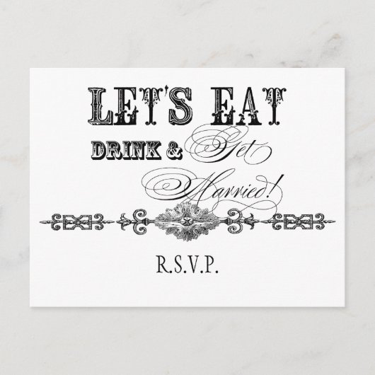 Mangez, buvez n Se marier, Carte postale Réponse R (Devant)