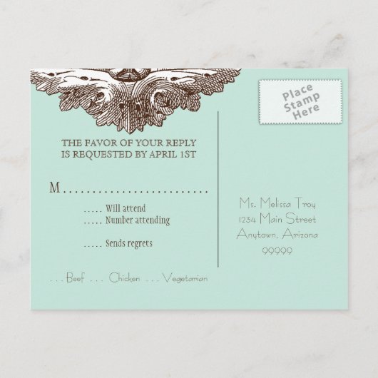 Mangez, buvez n Se marier, Carte postale Réponse R (Dos)