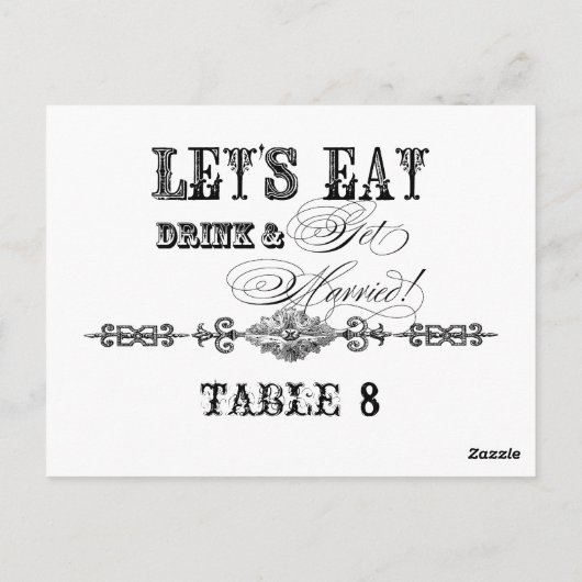 Mangez, buvez n Se marier, Numéro de tableau Carte (Dos)