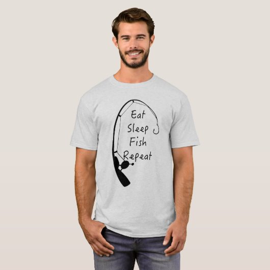 Mangez du poisson endormi Répétez Pêche T-shirt ho (Devant entier)
