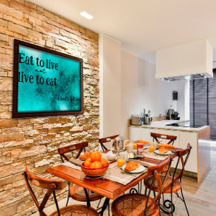 Mangez en direct cuisine inspiré turquoise Poster