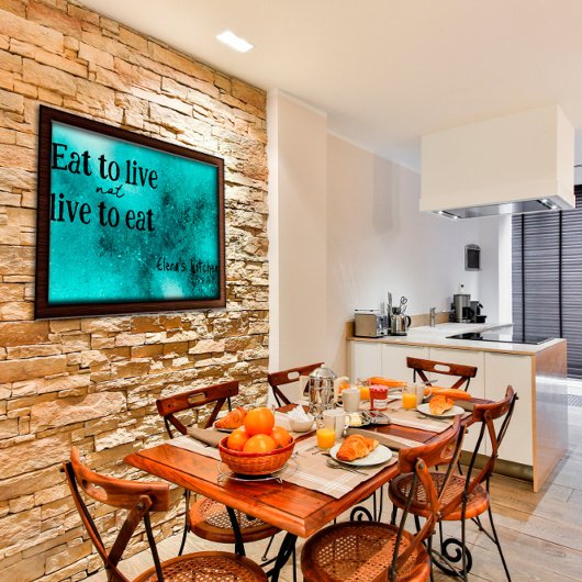 Mangez en direct cuisine inspiré turquoise Poster