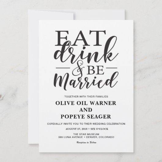 Mangez et soyez mariés Faire-part de mariage (Devant)