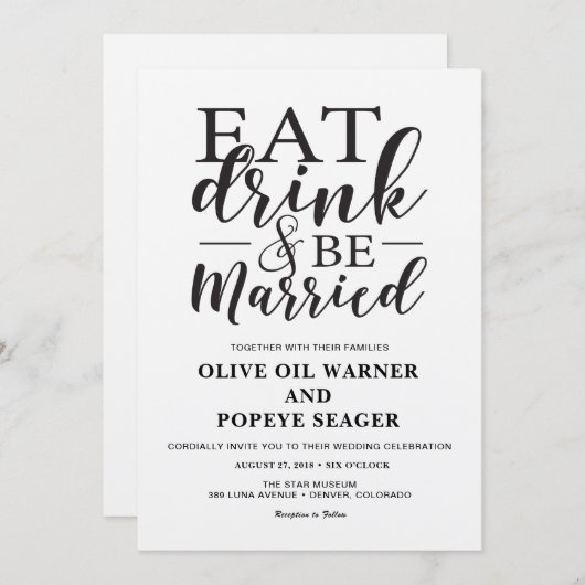 Mangez et soyez mariés Faire-part de mariage (Devant / Derrière)