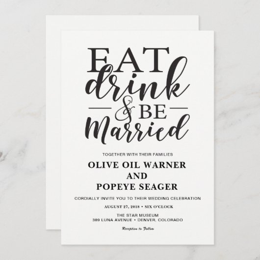 Mangez et soyez mariés Faire-part de mariage (Devant / Derrière)