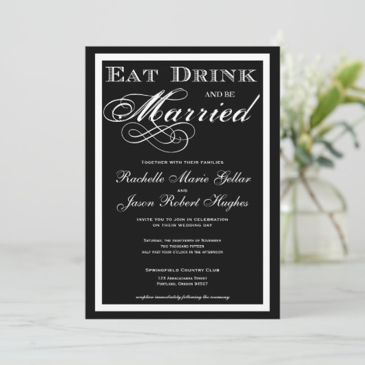 Mangez et soyez mariés Faire-part de mariage (Debout devant)