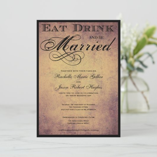 Mangez et soyez mariés Faire-part de mariage (Debout devant)