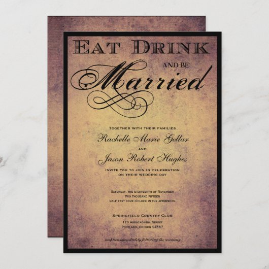 Mangez et soyez mariés Faire-part de mariage (Devant / Derrière)