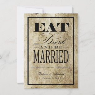 Mangez et soyez mariés - Invitations en papier Vin