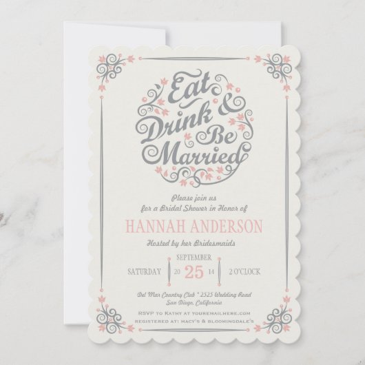 Mangez la boisson et soyez invitation mariée de (Devant)