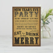 Mangez la boisson soit joyeux invitation vintage (Debout devant)