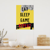 Mangez le jeu de sommeil répéter poster de jeu (Cuisine)