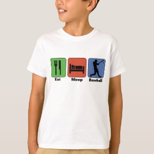 Mangez le T-shirt de base-ball de sommeil