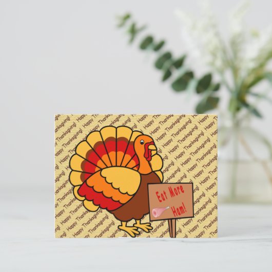 Mangez plus de carte postale de jambon (Debout devant)