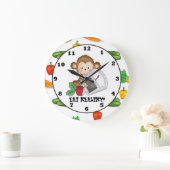 Mangez sain Singe dessin animé horloge murale (Maison)