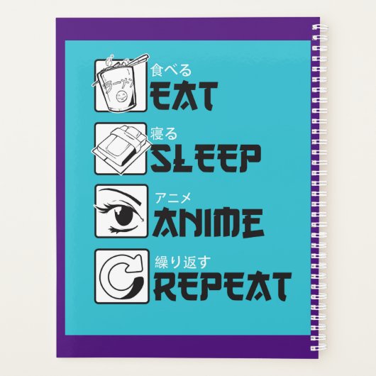 Mangez Sleep ANIME Répéter Funny Ado Geek japonais (Dos)