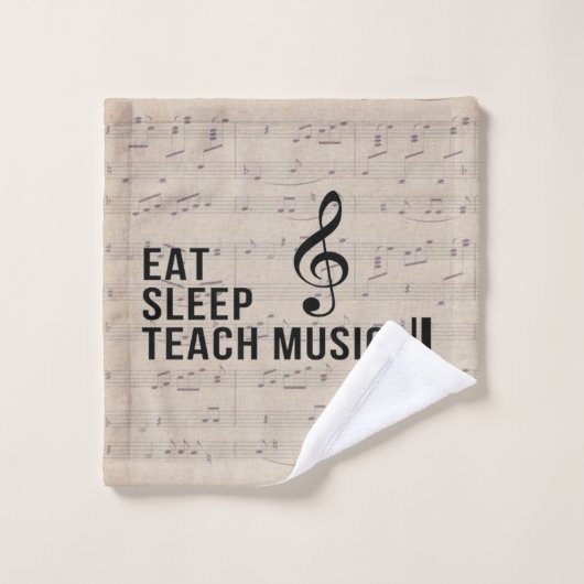 Mangez Sleep Teach Music Répéter Musique Humour (Gant de toilette)
