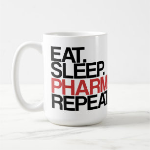 Mangez. Sommeil. Pharmacie. Répétition. Tasse
