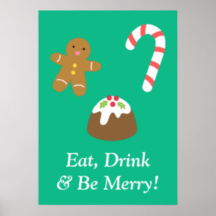 Mangez un verre et soyez joyeux Noël Godies Poster