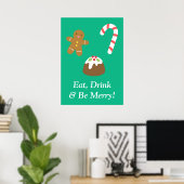 Mangez un verre et soyez joyeux Noël Godies Poster (Bureau à domicile)