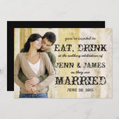 Mangez un verre marié avec un Faire-part de mariag (Devant / Derrière)