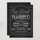 Mangez un verre Marié Invitations Fancy Chalkboard (Devant / Derrière)