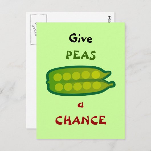 Mangez vos Légumes Donnez à PEAS une chance Carte  (Devant / Derrière)