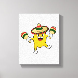 Mango als muzikant met Maraca Canvas Afdruk