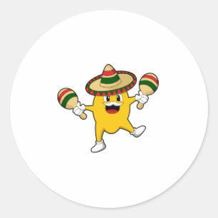 Mango als muzikant met Maraca Ronde Sticker