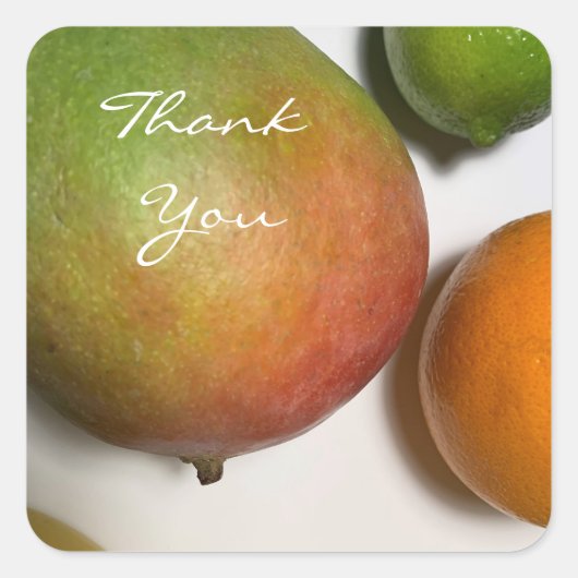 Mango en Citrus Fruit Hartelijk dank Vierkante Sticker (Voorkant)