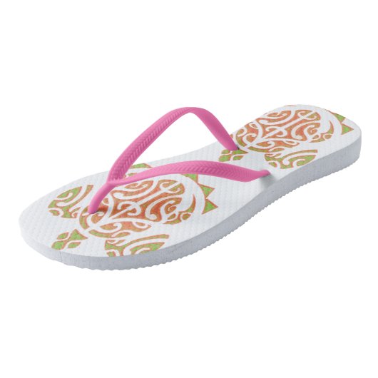 Mango en Limoen Polynesiaanse schildpad Teenslippers (Schuin)