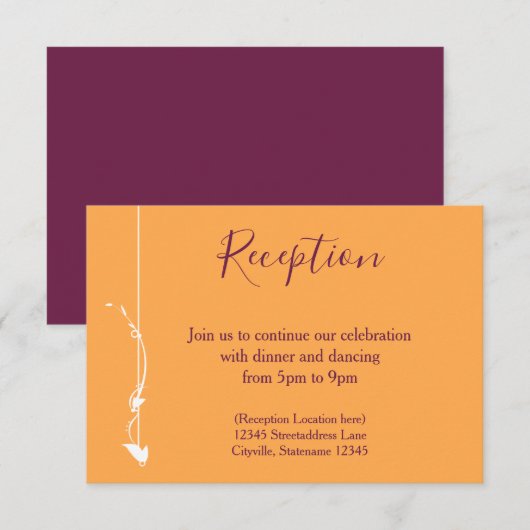 Mango et Mariage Violet | Carte de Réception (Devant / Derrière)