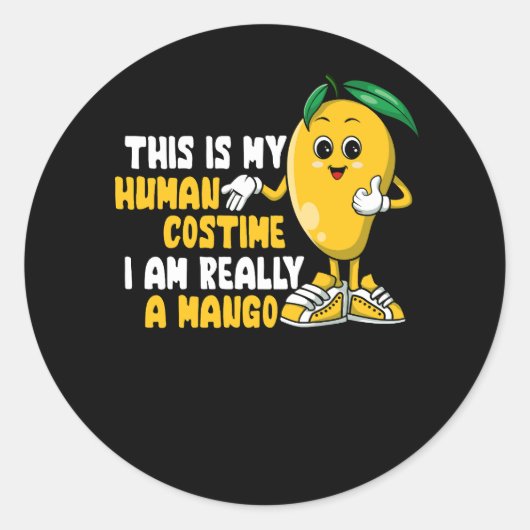 Mango Fruit Halloween Mango Human Costume Ik ben e Ronde Sticker (Voorkant)