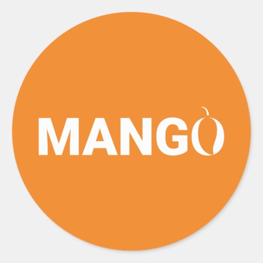 Mango fruit tekst ronde sticker (Voorkant)