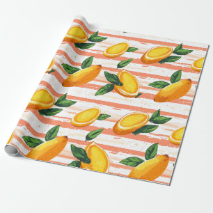 Mango fruitpatroon met groene bladeren cadeaupapier