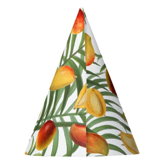 Mango & Groen Zomer Fruitpatroon Feesthoedjes (Achterkant)