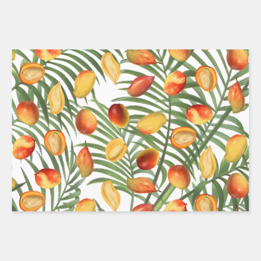  Mango & Groen Zomer Fruitpatroon Inpakpapier Vel (Voorkant 3)