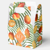  Mango & groen Zomerfruit Monogram Bedankdoosjes (Geopend)